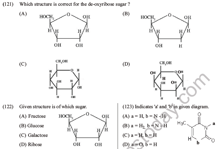 NEET Biology Biomolecules MCQs Set D, Multiple Choice Questions